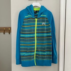 Nike SB Blue/white/neon green striped zip up hoodie sz: XL boys